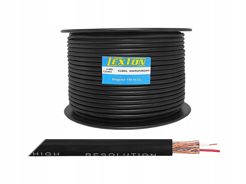 Kabel Mikrofonní kabel 2 žíly 6mm černý 100m LX8004B.