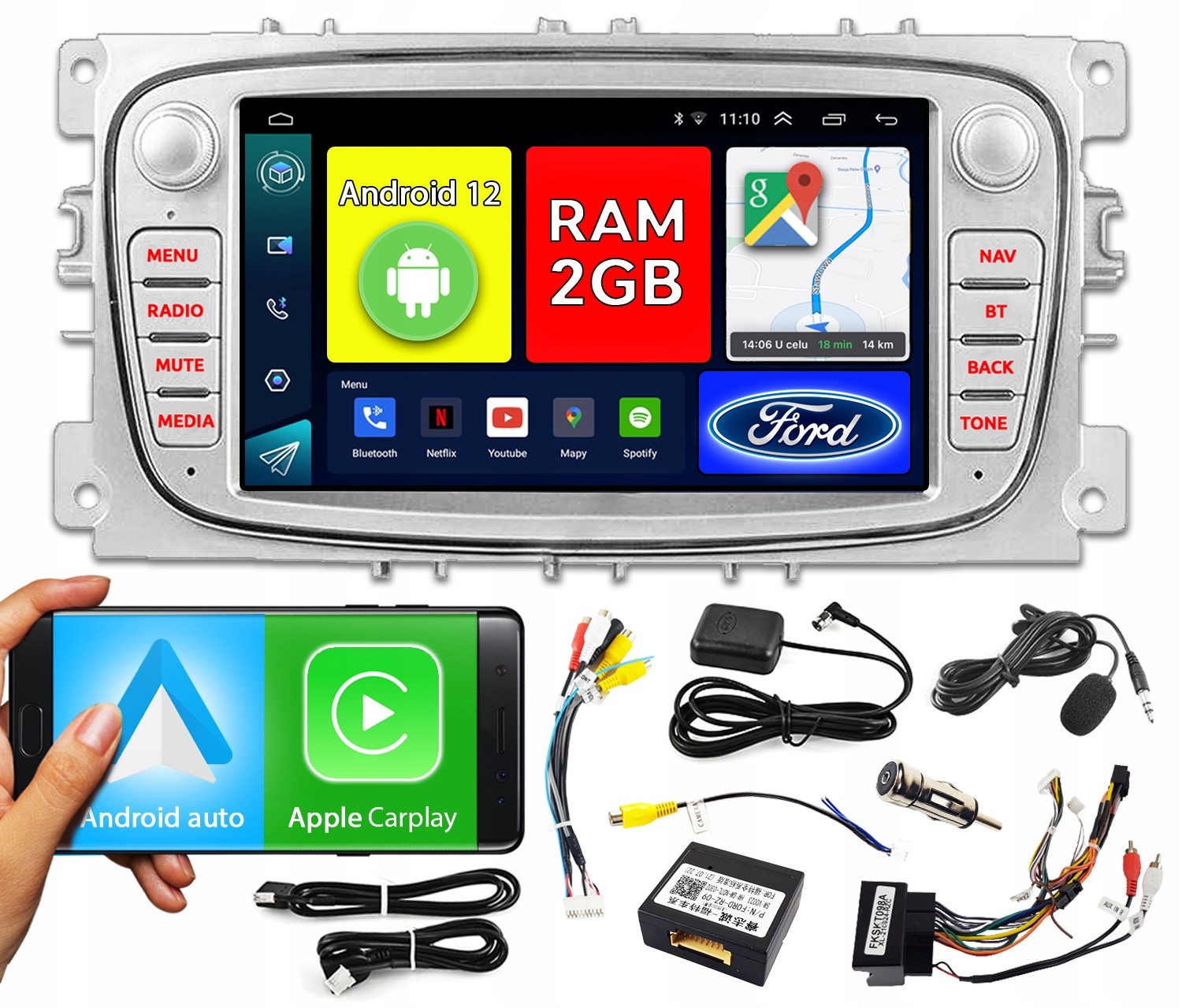 Rádio 7'' Android Canbus Na Ford Kuga 2008-2013