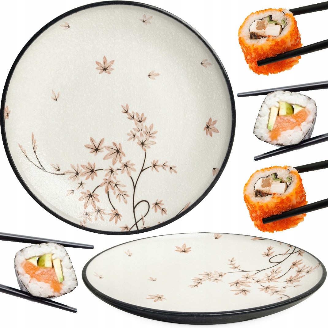 Keramický bílý talíř na sushi Javorový list 25,5cm