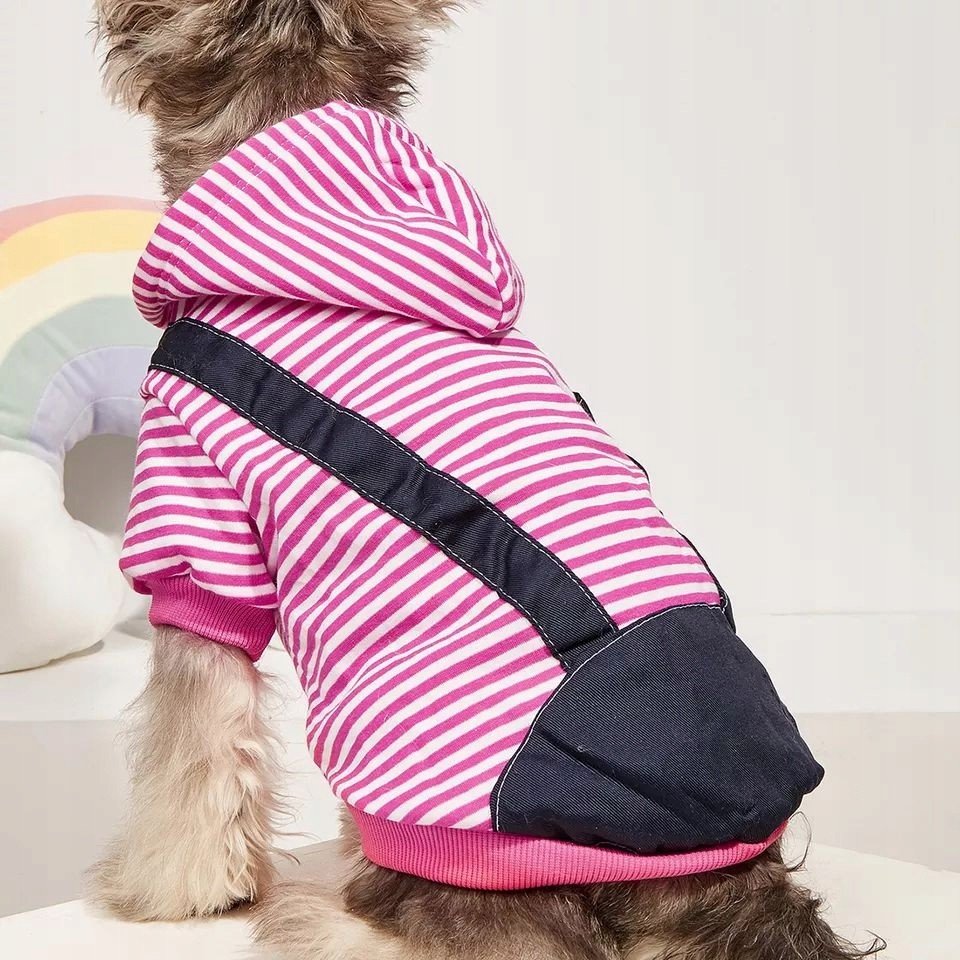 Surtep Animals Pruhovaná zimní mikina pro psa Růžová 6XL