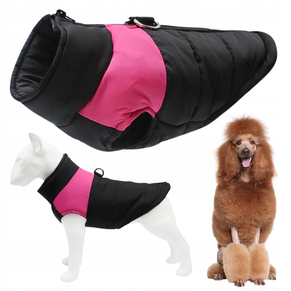 Oblečení pro psa zimní prošívané zateplené 4XL s barevným páskem