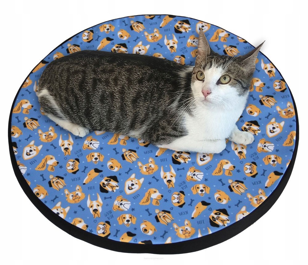 pelíšek matrace kulatá pro psa kočku Arco Design Ring Blue Dogs průměr 55cm