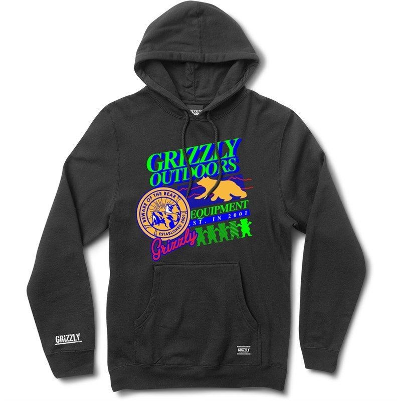 mikina GRIZZLY - Neon Trail Pullover Hoodie Blk (BLK)