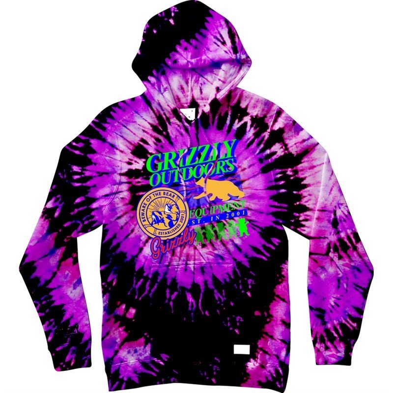 mikina GRIZZLY - Neon Trail Pullover Hoodie Tdye (TDYE)