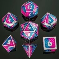 HYMGHO Behemoth Silver Solid Metal Dice Set - Pink and Blue (7)