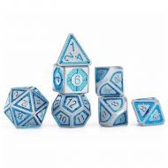HYMGHO Leyline Solid Metal Dice - Gunmetal with Blue Chrome (7)