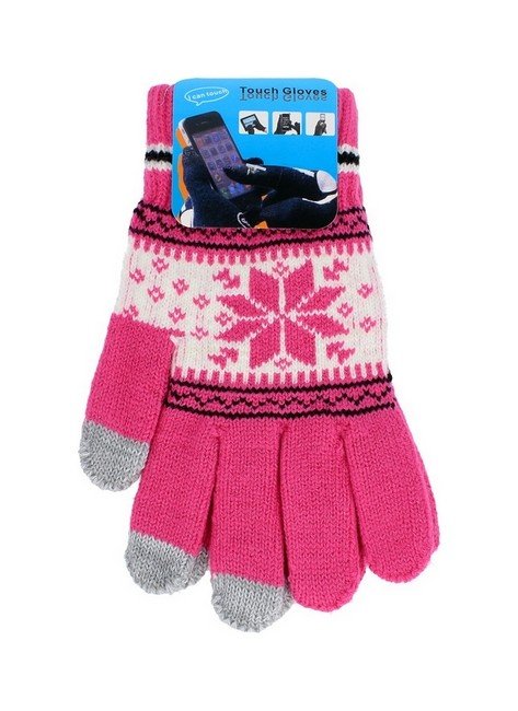 Rukavice TopQ na mobilní telefon Snowflake růžové vel. M 46237