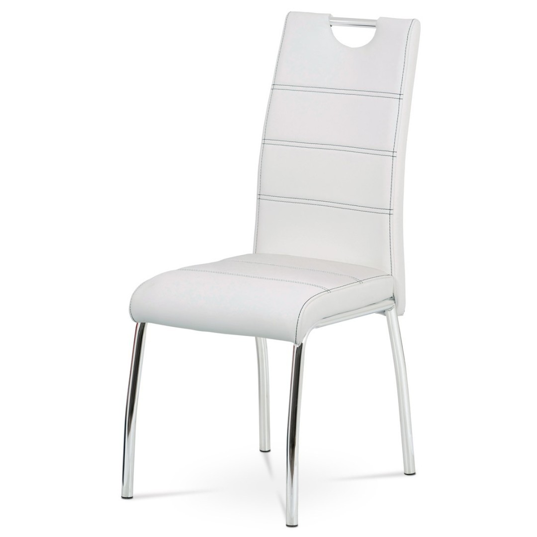 Autronic Moderní jídelní židle se čtyřnohou podnoží - bílá ekokůže - 43 x 98 x 57 cm
