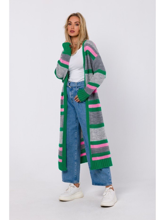 Made of Emotion Dámský kardigan Dixon M774 šedo-zelená Univerzální