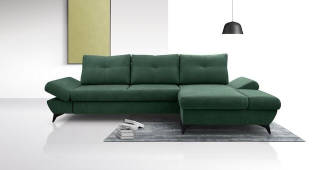 LASKI Zelená rohová pohovka VENTI - pravá 284x85x96-166 ASTI 31 zelená