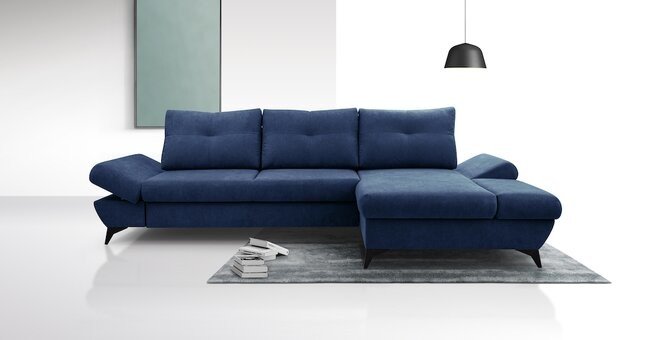 LASKI Modrá rohová pohovka VENTI - pravá 284x85x96-166 ASTI 12 modrá