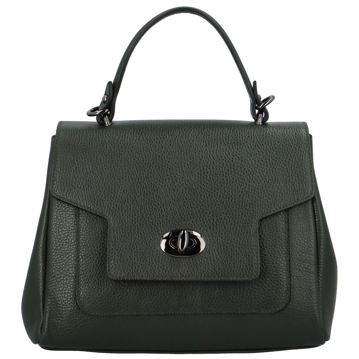 Dámská kožená kabelka do ruky tmavě zelená - Delami Riley zelená
