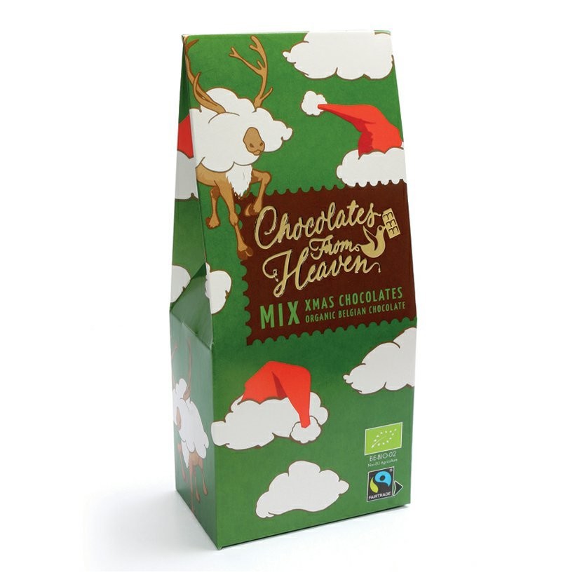 Chocolates from Heaven - BIO vánoční čokoládové pralinky z mléčné a hořké čokolády, 100g