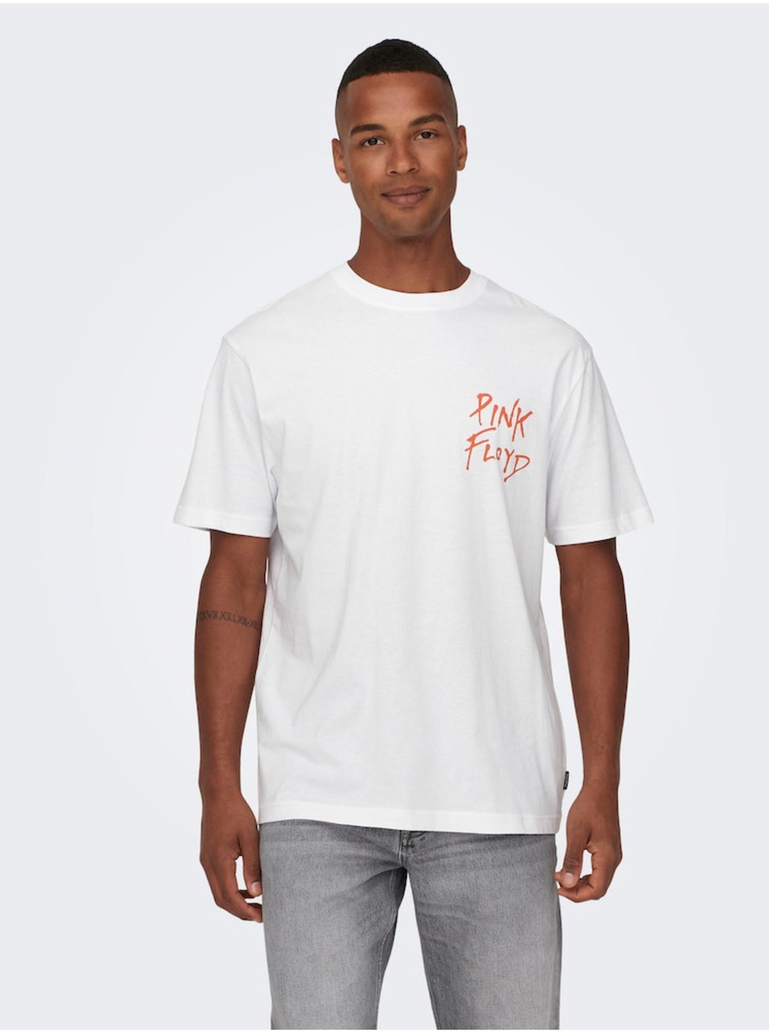 Bílé pánské tričko s krátkým rukávem ONLY & SONS Pink Floyd - Pánské