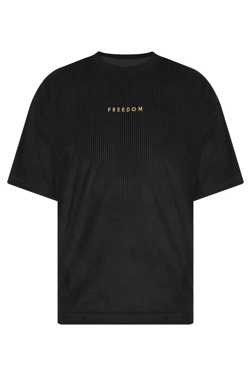 XHAN Black Freedom Embroidered Corduroy Oversized T-shirt 2x4-2-45986-02