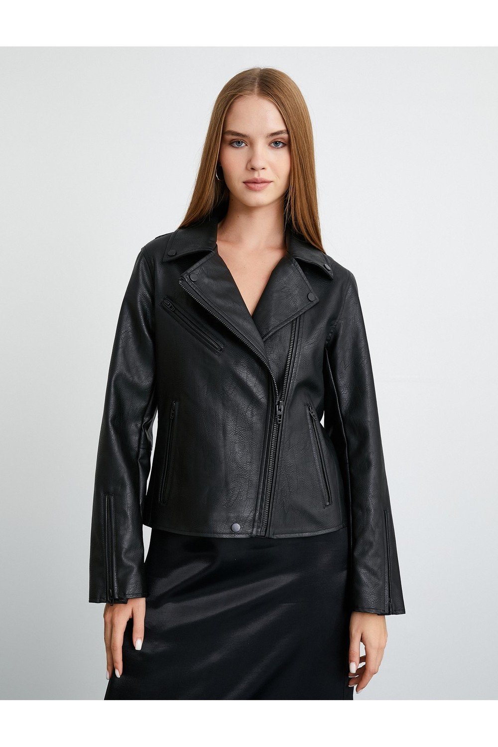 Koton Biker Jacket Leather Look With Zipper