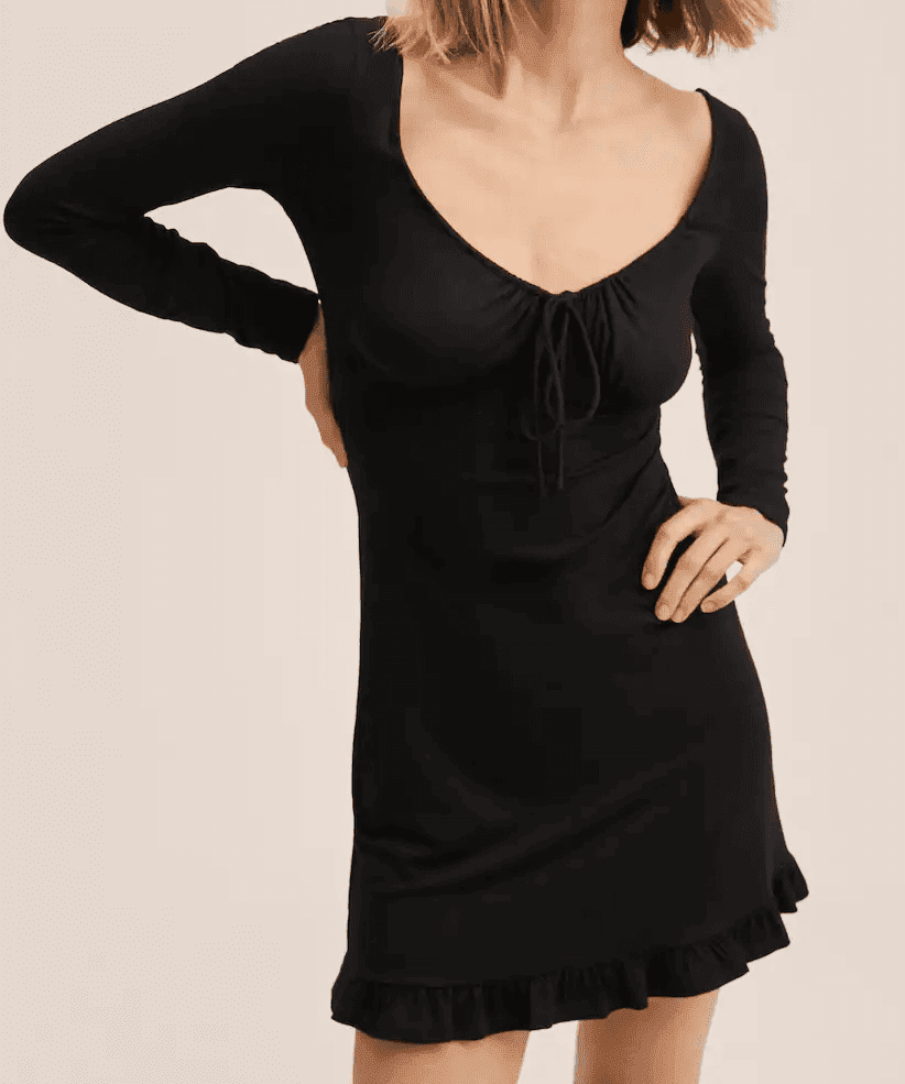 Černé vikózové šaty Mango, velikost M