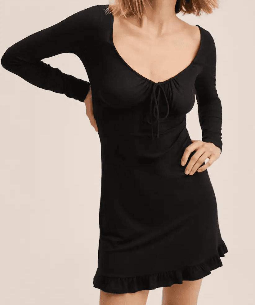 Černé vikózové šaty Mango, velikost S