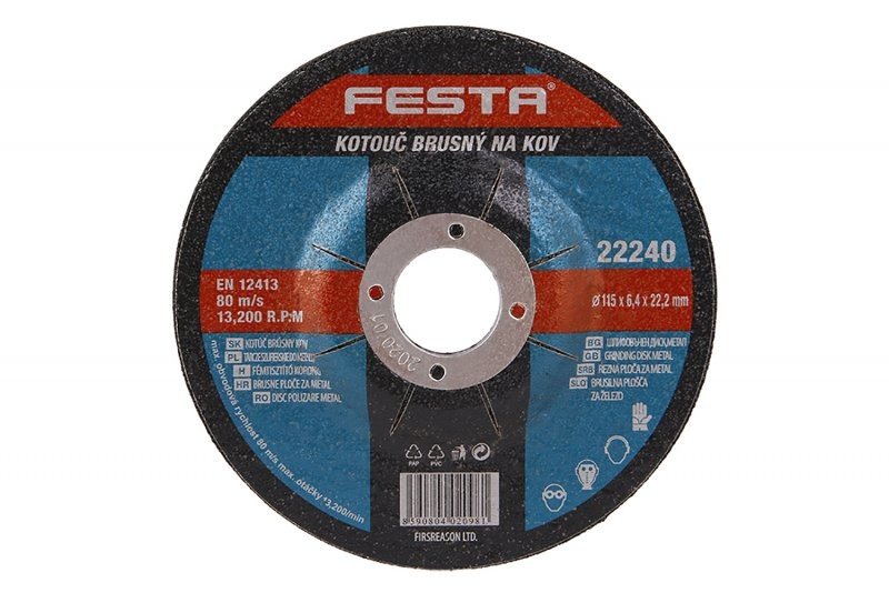 FESTA Kotouč brusný na kov 115x6,4x22,2mm