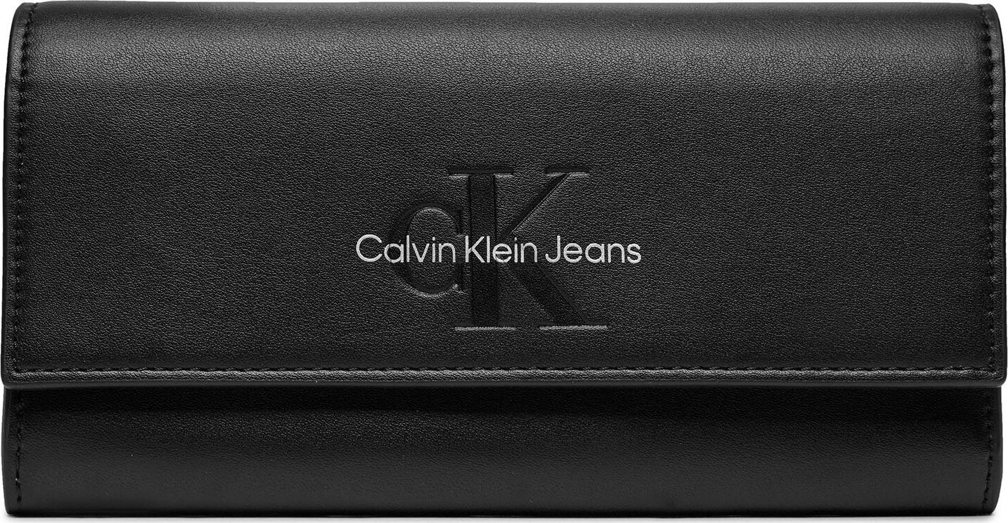 Velká dámská peněženka Calvin Klein Jeans Sculpted Long Fold Mono K60K611484 Black/Metallic Logo 0GL