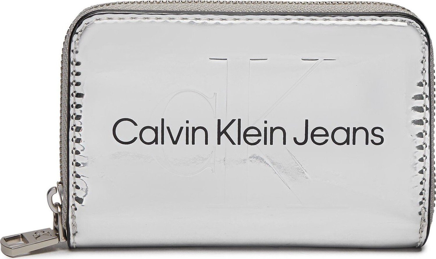 Velká dámská peněženka Calvin Klein Jeans Sculpted Med Zip Around Mono S K60K611863 Silver 0IM