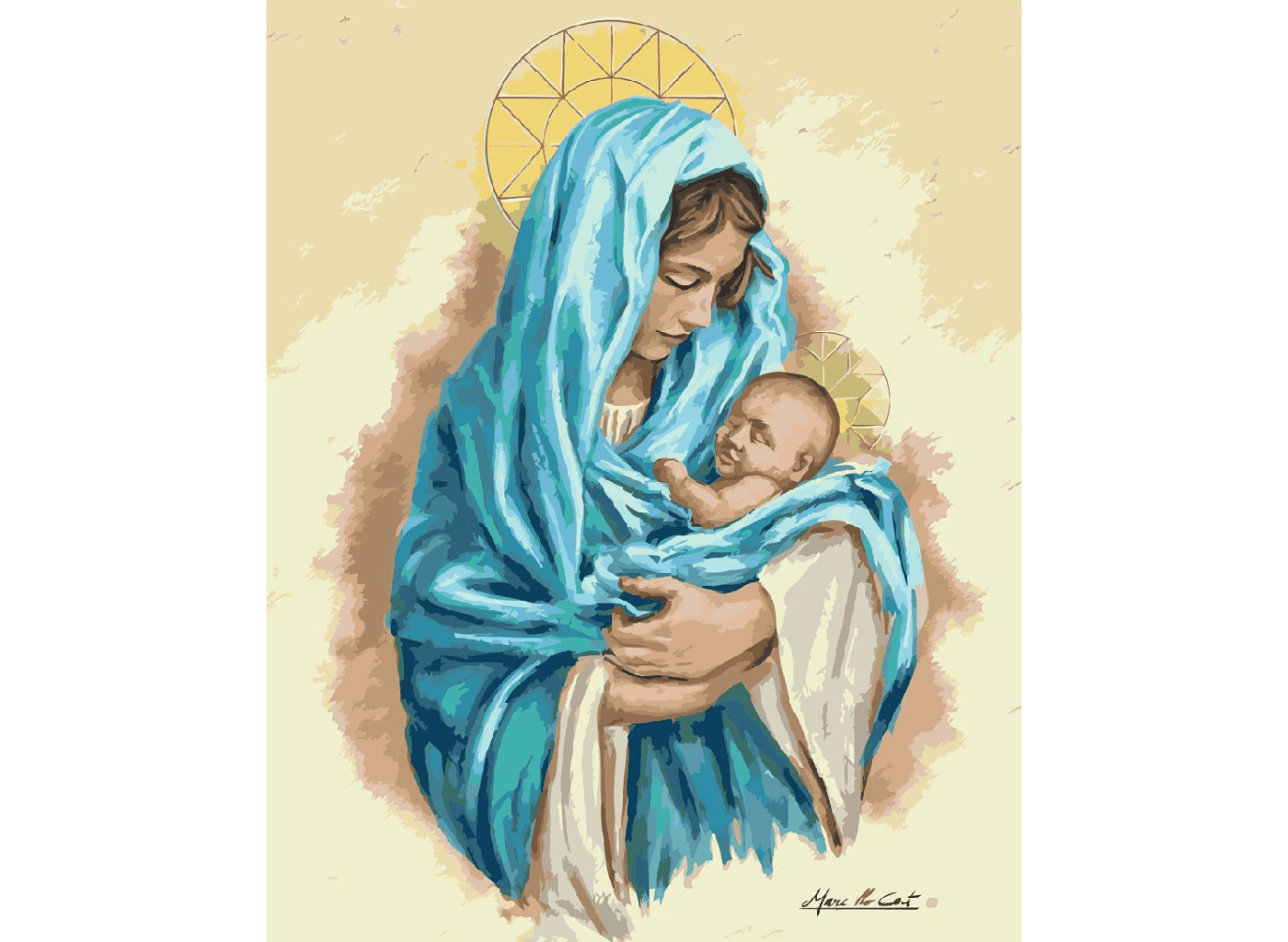 MALUJEŠ Malování podle čísel - MARCELLO CORTI - PANNA MARIE S JEŽÍŠKEM Rozměr: 40x60 cm, Rámování: bez rámu a bez vypnutí plátna