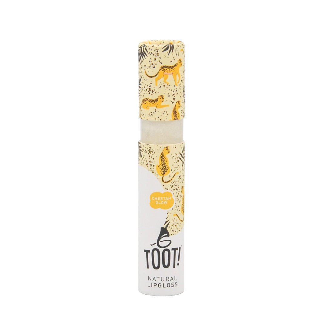 Toot Cosmetics TOOT Přírodní lesk na rty průhledný se zlatým třpytem – Cheetah Glow 5,5 ml