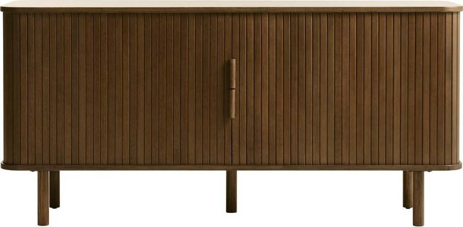 Hnědá nízká komoda v dekoru dubu s posuvnými dveřmi 76x160 cm Cavo – Unique Furniture