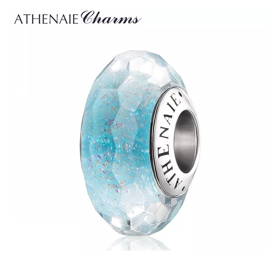 Athenaie přívěsek Modré průzračné broušené sklo Murano MNG165
