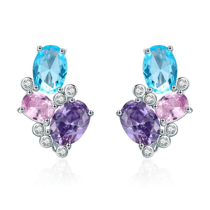 Royal Fashion náušnice Barevné křišťály SCE579