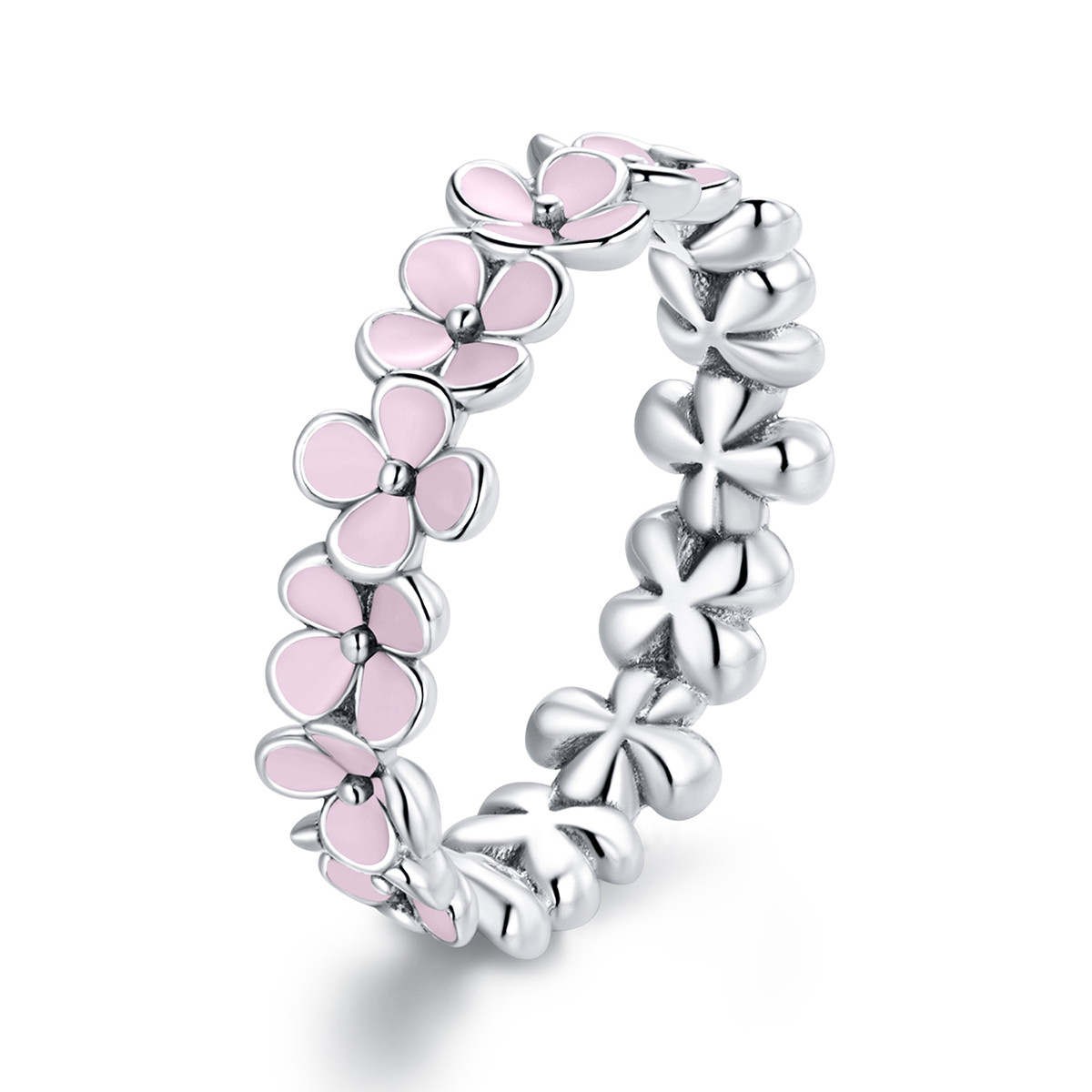 Emporial stříbrný prsten Pole růžových květin SCR681 Velikost: 6 (EU: 51-53)