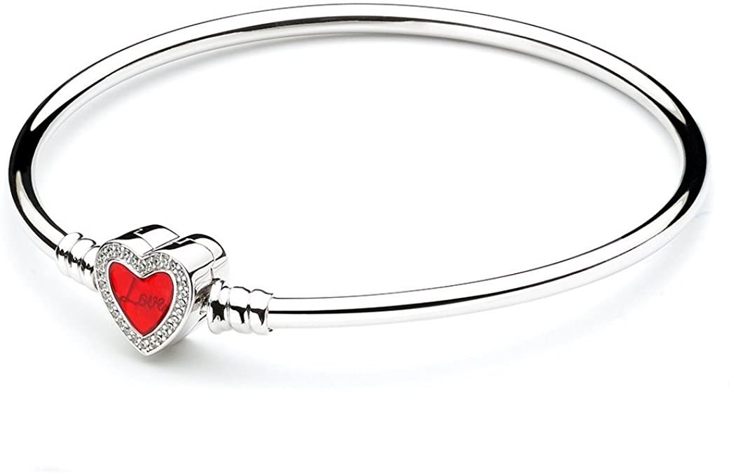 Emporial stříbrný náramek na přívěsky Zamilované červené srdce 4011 Velikost: 16 cm