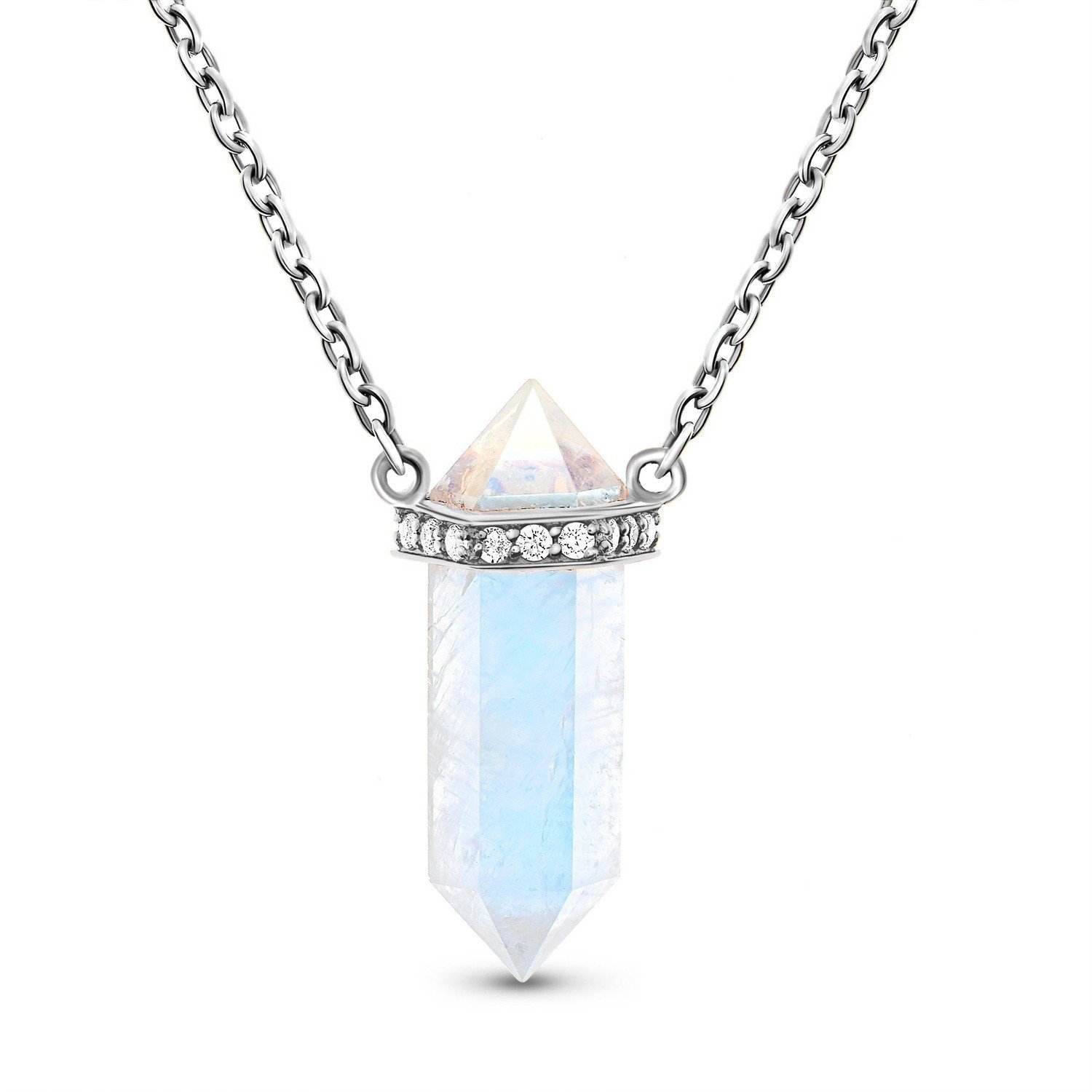 Emporial stříbrný náhrdelník DR10001N-SILVER-MOONSTONE-ZIRCON