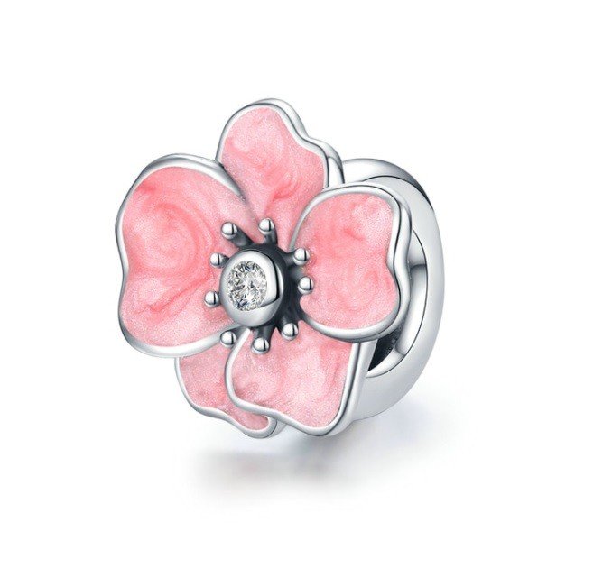 Emporial stříbrný přívěsek Rozkvetlá glazurovaná květina SCC1729