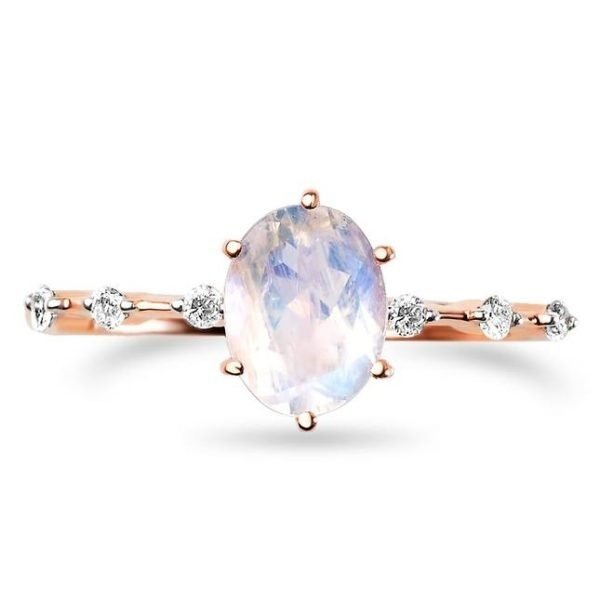 Emporial prsten 14k zlato Vermeil GU-DR8706R-ROSEGOLD-MOONSTONE-ZIRCON Velikost: 5 (EU: 49-50)