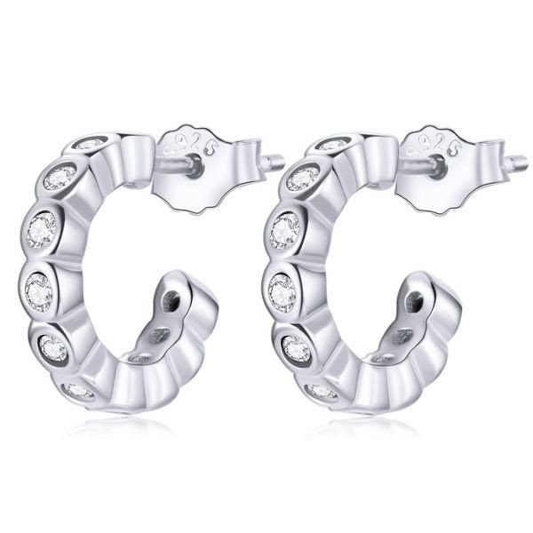 Emporial stříbrné náušnice kroužky Svítivá elegance SCE1175-A