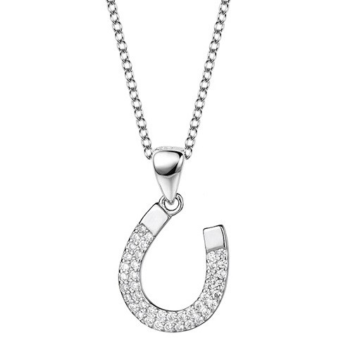 Emporial stříbrný rhodiovaný náhrdelník Třpytivá podkova pro štěstí HA-YJXZ131