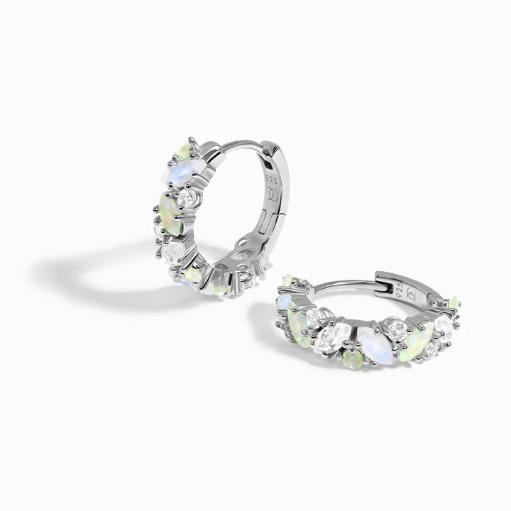 Royal Fashion stříbrné náušnice GU-DR22120E-SILVER-MOONSTONE-TOPAZ-OPAL