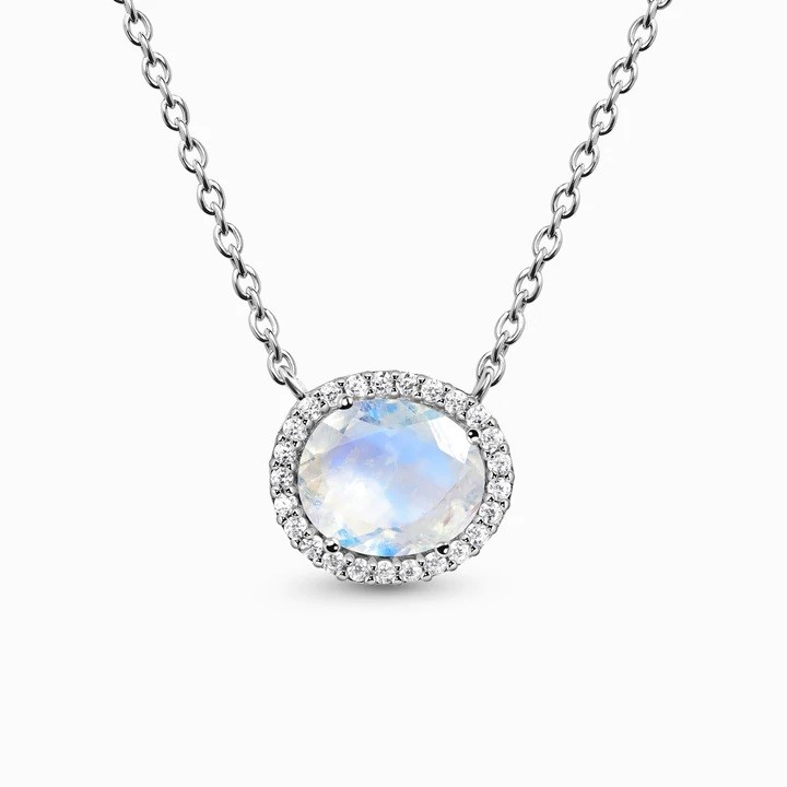 Royal Fashion stříbrný náhrdelník GU-DR22118N-SILVER-MOONSTONE