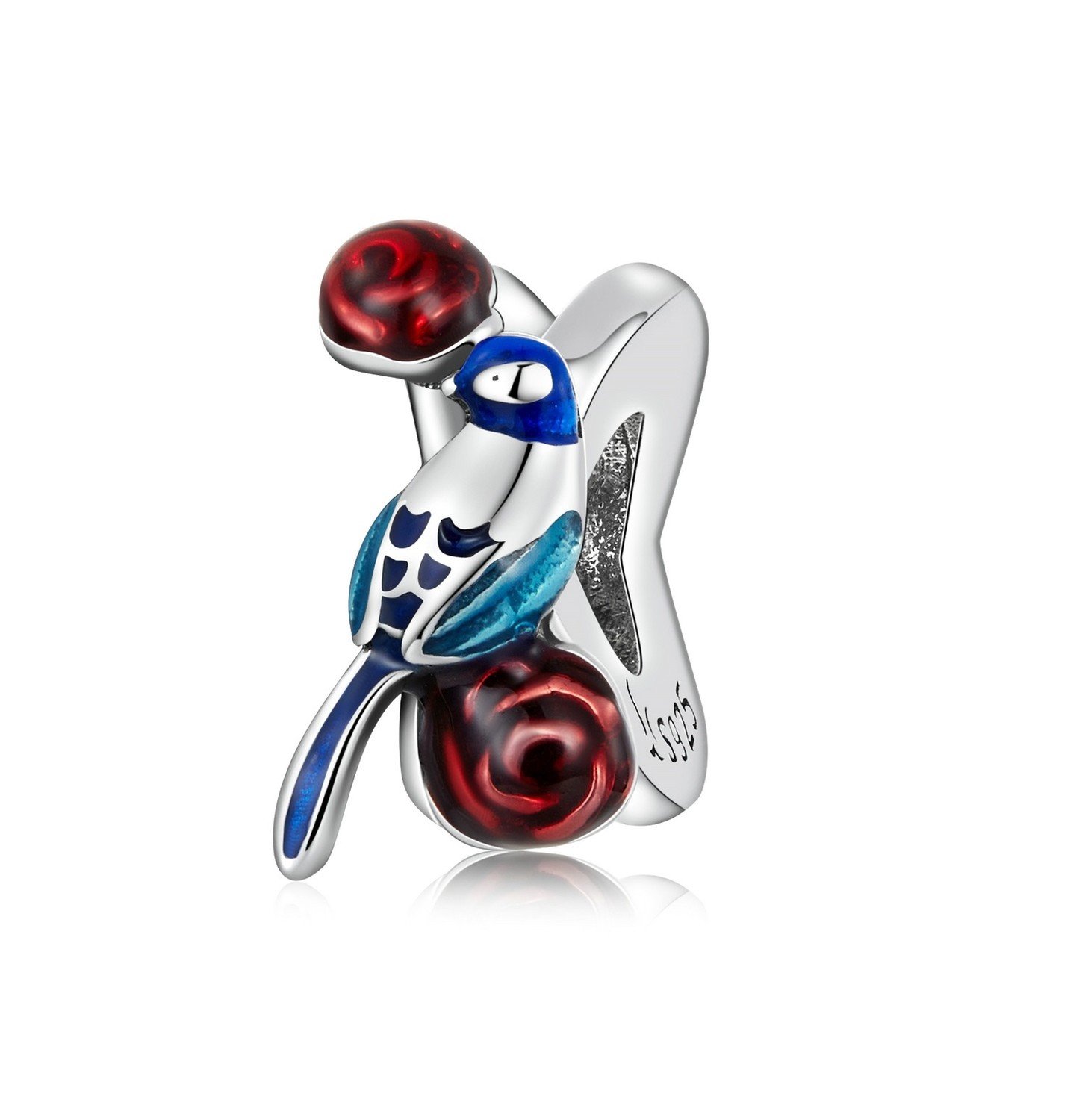 Royal Fashion stříbrný přívěsek Ptáček s květy SCC2192