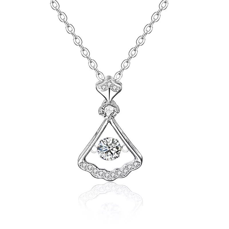 Royal Fashion stříbrný náhrdelník HA-XMZ007-SILVER-MOISSANITE-ZIRCON