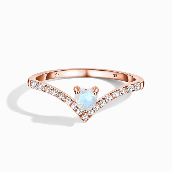 Royal Fashion prsten 14k zlato Vermeil GU-DR20232R-ROSEGOLD-MOONSTONE-TOPAZ Velikost: 5 (EU: 49-50)