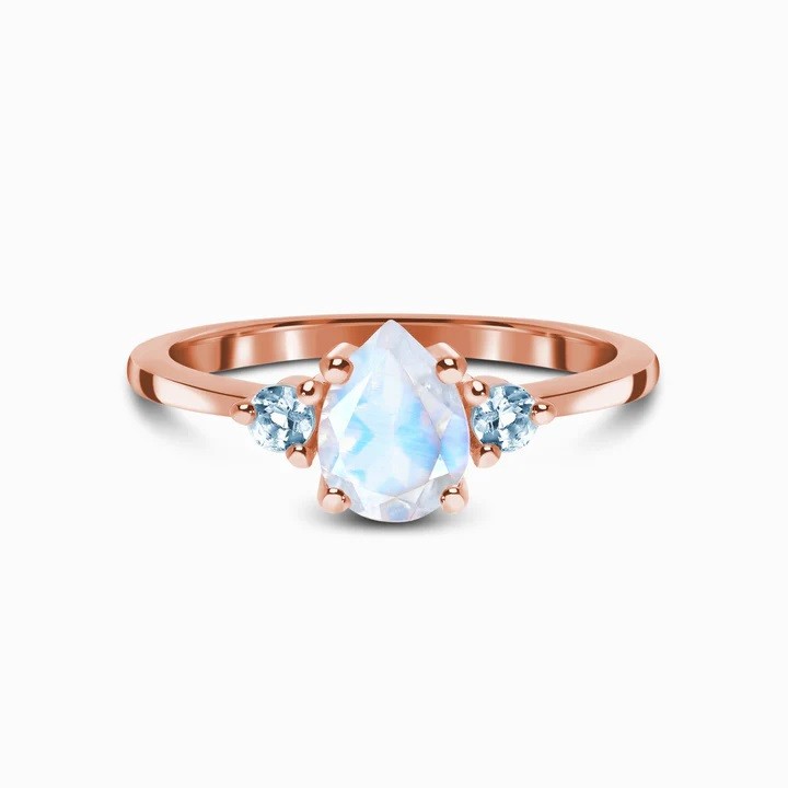 Emporial prsten 14k zlato Vermeil GU-DR9238R-ROSEGOLD-MOONSTONE-BLUETOPAZ Velikost: 5 (EU: 49-50)