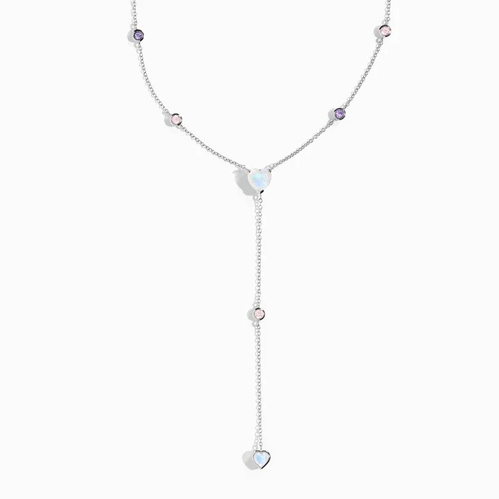 Royal Fashion stříbrný náhrdelník GU-DR24617N-SILVER-MOONSTONE-ROSEQUARTZ-AMETHYST