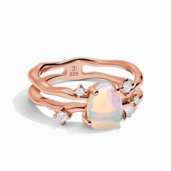 Royal Fashion prsten 18k zlato Vermeil GU-DR24616R-ROSEGOLD-NATURALOPAL-SAPPHIRE Velikost: 5 (EU: 49-50)