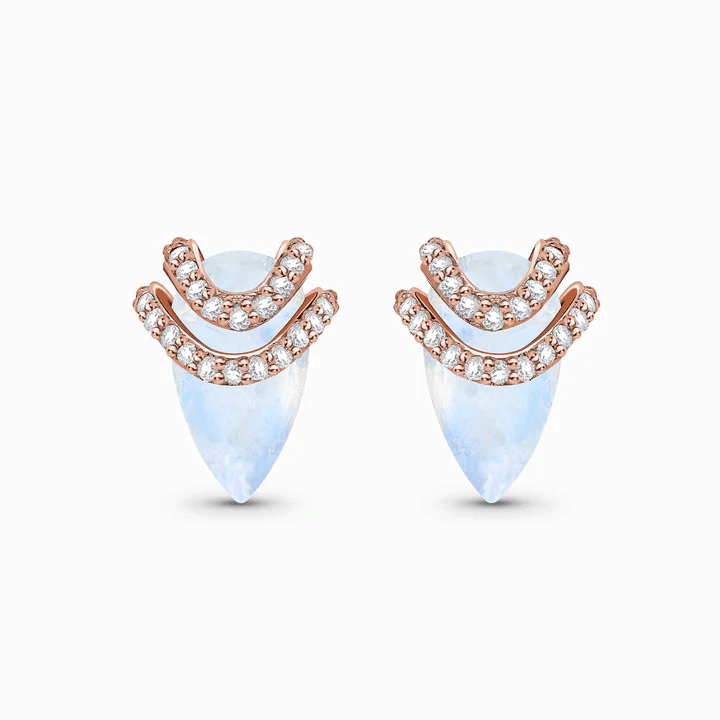 Royal Exklusive Royal Fashion stříbrné náušnice Bohyně MOON-ED-35-TOPAZ-ROSEGOLD