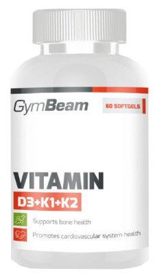 GymBeam Vitamin D3+K1+K2 unflavored 120 kapslí 120 ks