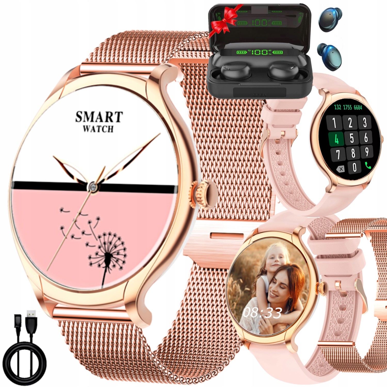 Dámské hodinky Smartwatch s funkcí polské hovoru menu Sport Sluchátka