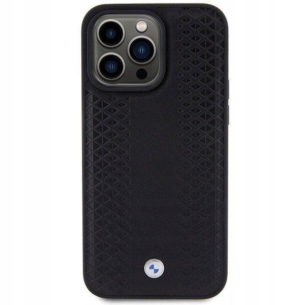 Pouzdro Bmw Leather Diamond Pattern černé Zadní kryt pro iPhone 15 Pro