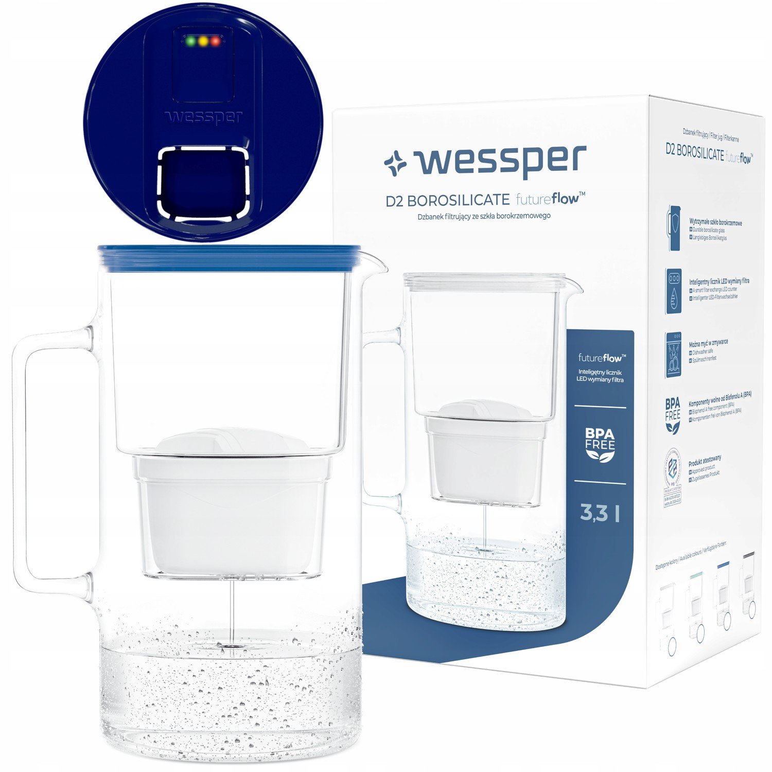 Filtrační konvice Wessper FutureFlow Aquamax 3,3l 1x kartuše vodní filtr